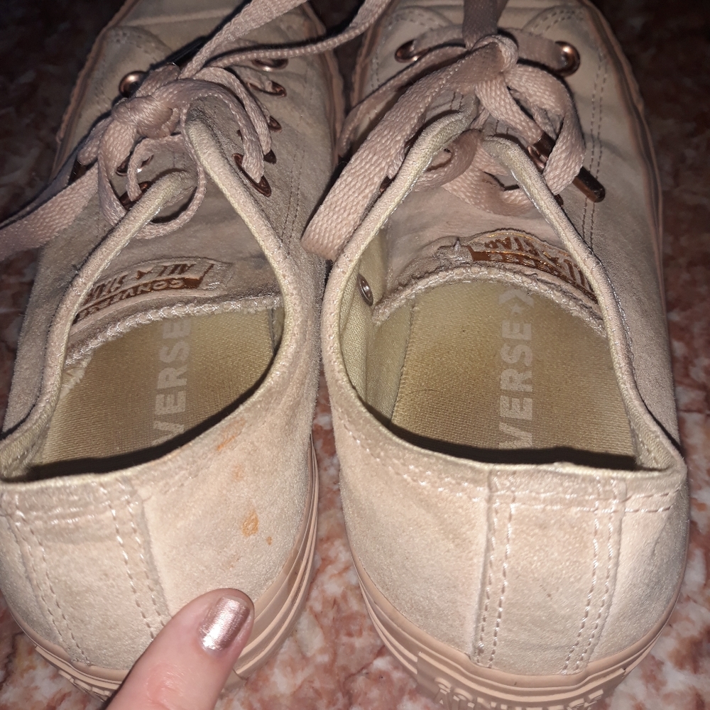 Converse ALL STAR Rose Gold Suede Low Tops - Picture 8 of 8